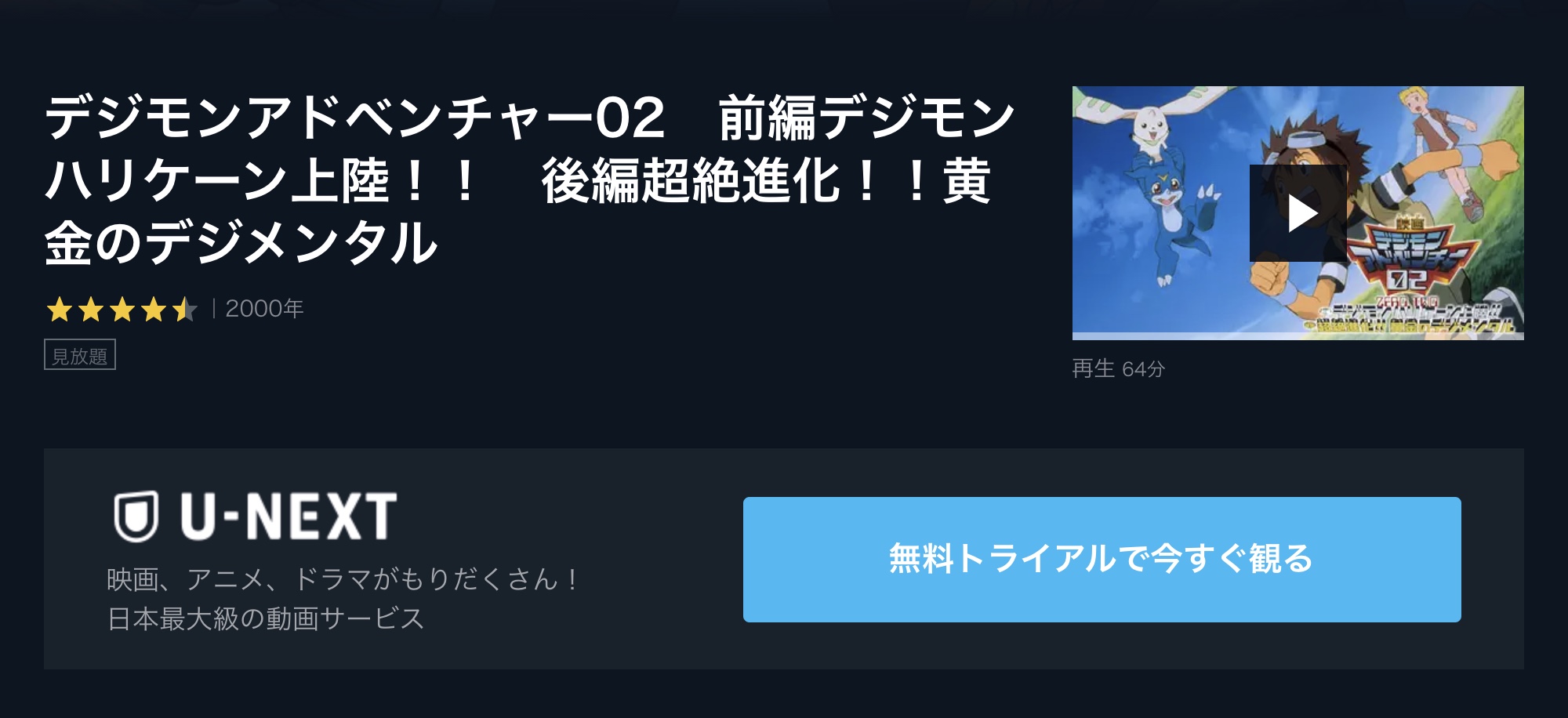 映画 デジモンアドベンチャー02 前編デジモンハリケーン上陸 後編超絶進化 黄金のデジメンタルの動画をフルで無料 視聴 芸能人ドラマ 映画出演情報まとめ